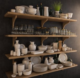 Shelves with dishes