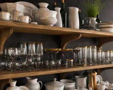 Shelves with dishes