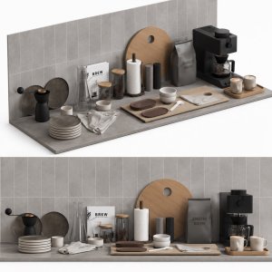 Kitchen decor set accessories dishes and coffee kit