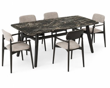 Poliform Curve dining table armchair set
