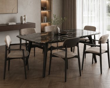 Poliform Curve dining table armchair set