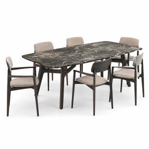 Poliform Curve dining table armchair set
