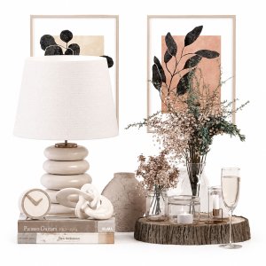 Decorative Set 29 - Branches and Table Lamp