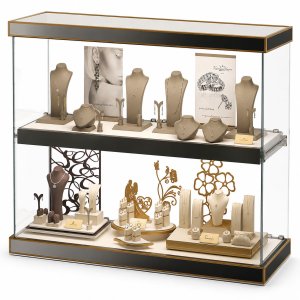 Stylish display case for a jewelry store.