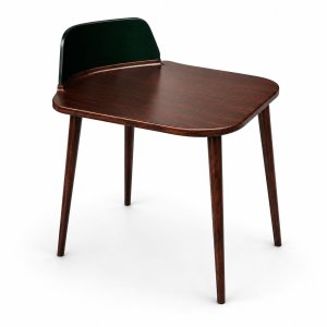 Ash Wood and Green Velvet Curved Writing Desk