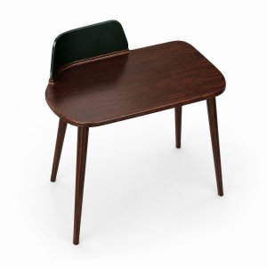 Ash Wood and Green Velvet Curved Writing Desk